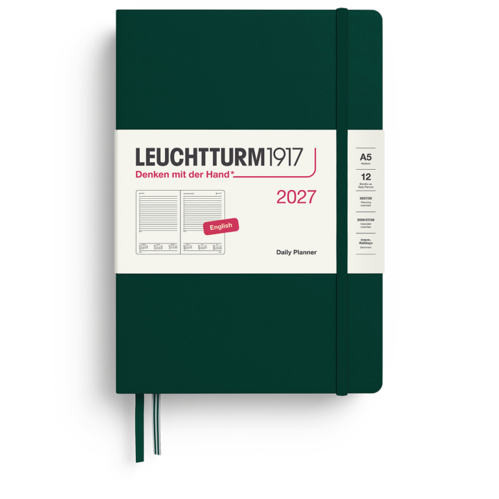 Calendar Daily Planner 2027 A5 Forest Green in the group Paper & Pads / Planners / 12-Month Planners at Pen Store (137531)