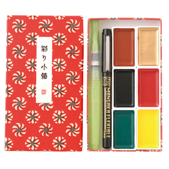 Gansai Tambi Irodori Kobako Watercolour set red in the group Art Supplies / Artist colours / Watercolor Paint / Watercolor pans at Pen Store (137567)