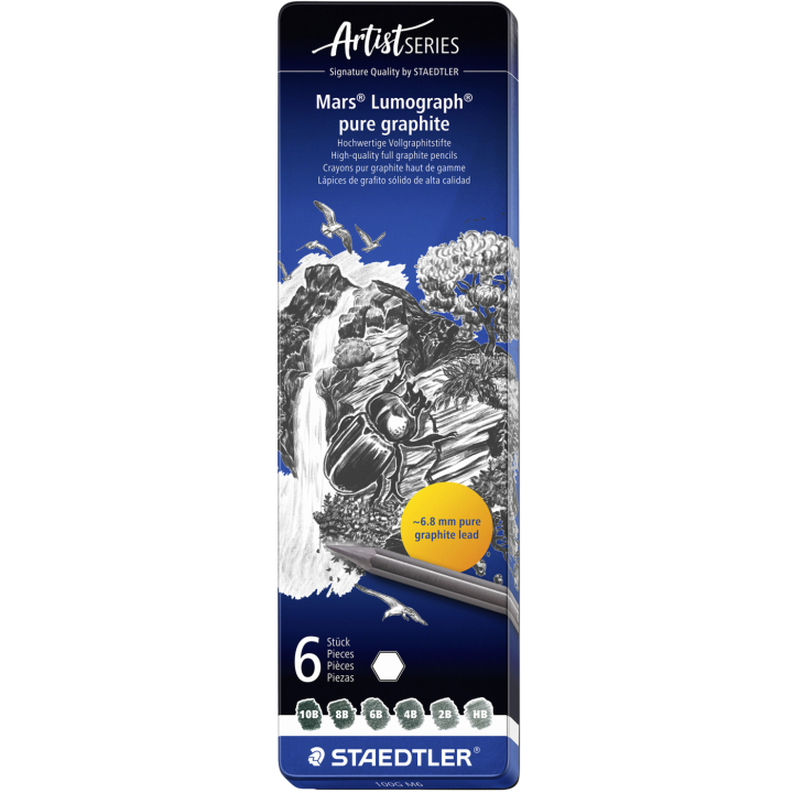 Pure graphite pencils Mars Lumograph set of 6 in the group Art Supplies / Crayons & Graphite / Graphite & Pencils at Pen Store (137602)