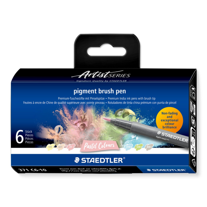 Pigment Arts Brush Pen set of 6 Pastel in the group Pens / Artist Pens / Brush Pens at Pen Store (137611)