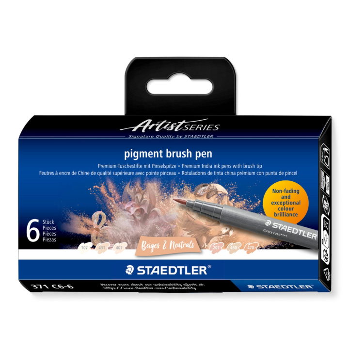 Pigment Arts Brush Pen set of 6 Beige/Natural in the group Pens / Artist Pens / Brush Pens at Pen Store (137616)