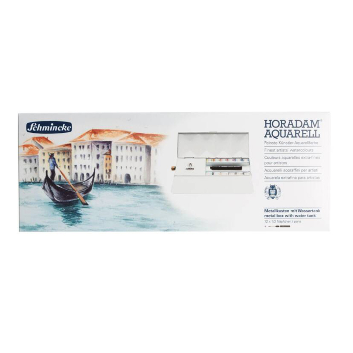 Horadam Aquarell Half Pans 12-set + watertank in the group Art Supplies / Artist colours / Watercolor Paint / Watercolor pans at Pen Store (137803)