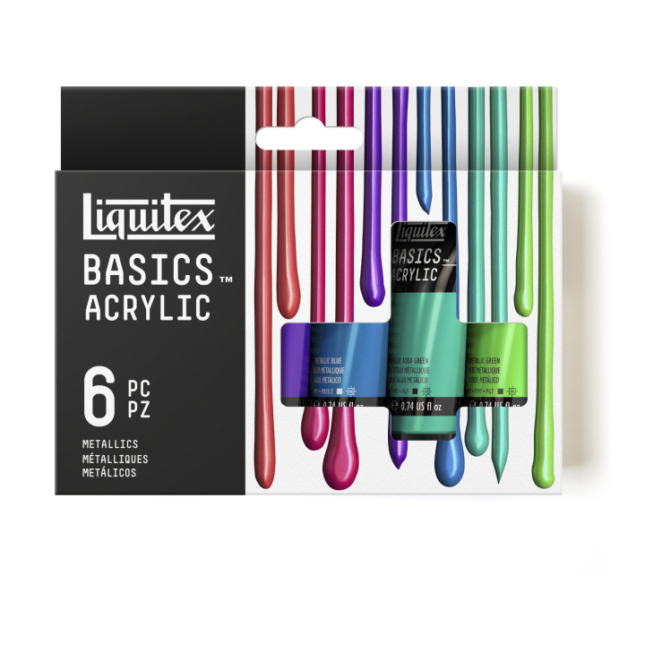 Acrylic Paint Basics Metallic Set 6x22 ml in the group Art Supplies / Artist colours / Acrylic Paint at Pen Store (137836)