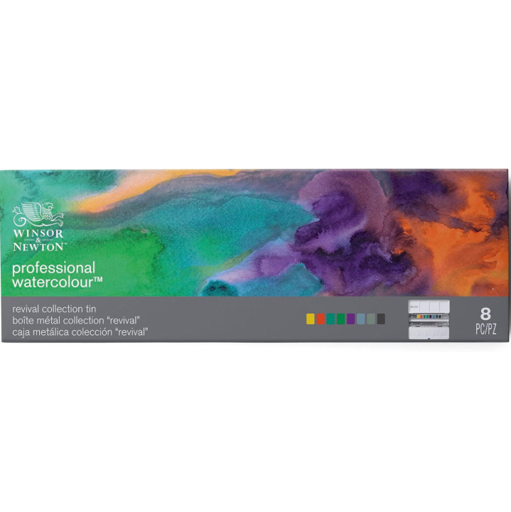 Professional Watercolour Revival Half Pan Set of 8 + 16 Empty Half Pans in the group Art Supplies / Artist colours / Watercolor Paint / Watercolor pans at Pen Store (137998)