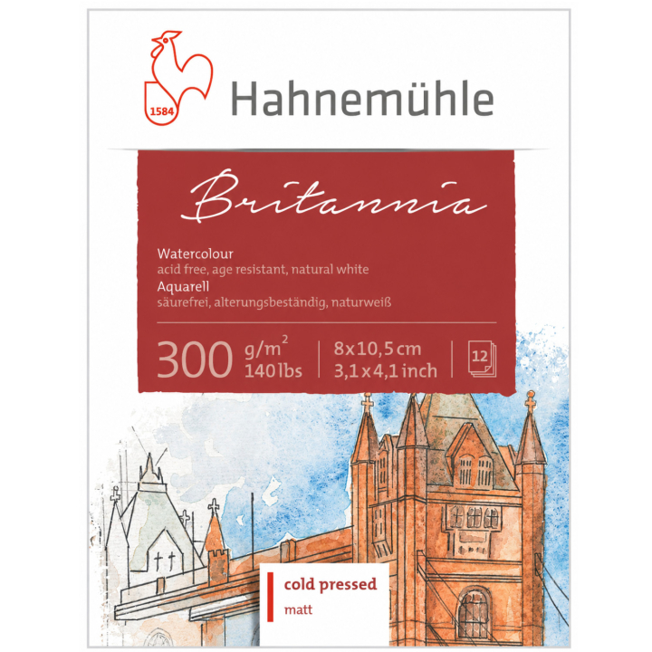 Watercolour Paper Britannia 300 g Matt 8 x 10,5 cm in the group Paper & Pads / Artist Pads & Paper / Watercolor Pads at Pen Store (138013)