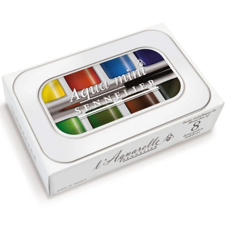 l'Aquarelle Aqua-mini 8 Half Pans + Brush in the group Art Supplies / Artist colours / Watercolor Paint / Watercolor pans at Pen Store (138036)