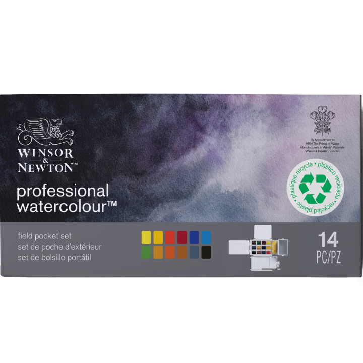 Professional Water Colour Half Pan Field Box 12-set in the group Art Supplies / Artist colours / Watercolor Paint / Watercolor pans at Pen Store (138038)