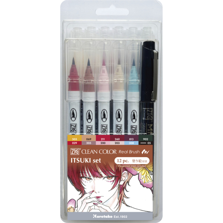 Clean Color Real Brush Set 12 pcs Itsuki colors in the group Pens / Artist Pens / Brush Pens at Pen Store (138138)