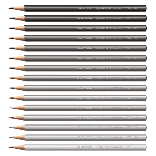 boîte de métal 10 artitic tools de dessin et 2 Estompe Caran dAche set GRAFWOOD Line multi-produits pour explorer le graphite 