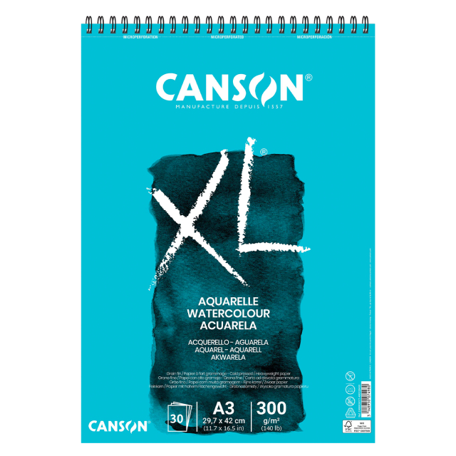 29.7 x 43.2 cm Canson CANSON Album 30 feuilles XL® AQUARELLE spiralé petit côté 