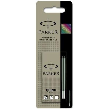 Parker Quink Fountain Pen Refills Long Cartridges Black Ink Pack of 10