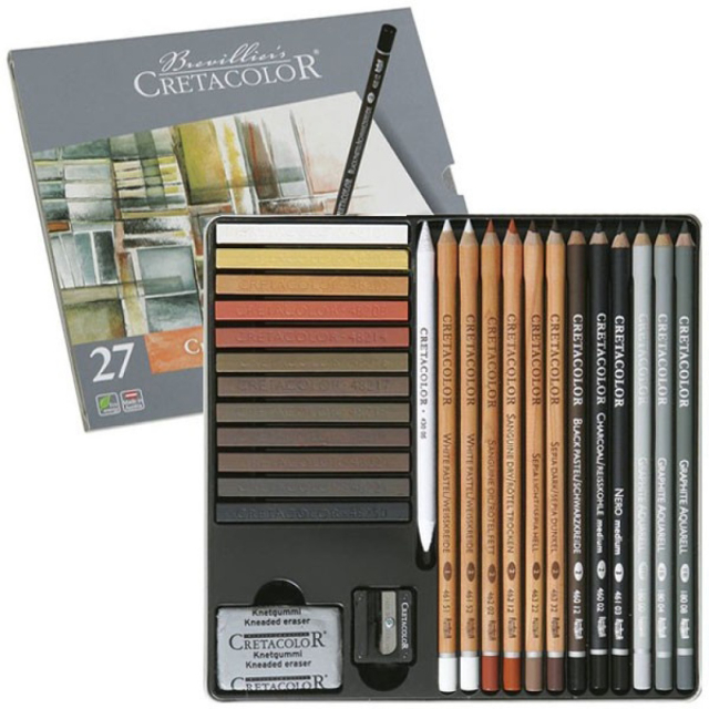 Cretacolor Urban Sketching Set - Multi-Media Drawing Tin With Graphite & Water Soluble Pencils