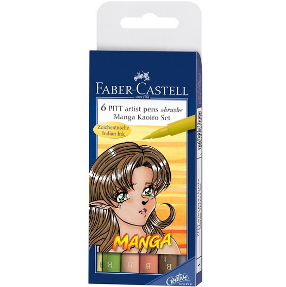 Caramelo Noche lana Faber-Castell PITT Artist Brush 6-set Manga Kaoiro | Pen Store