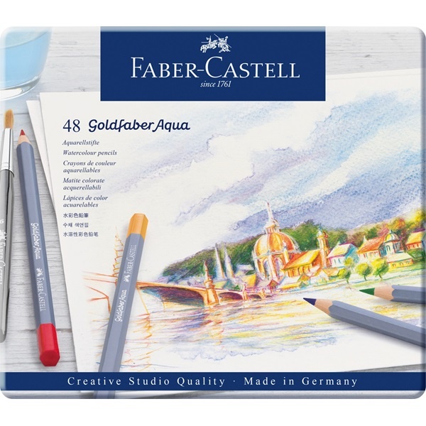 Faber Castell Watercolour Goldfaber Aqua 48 Set Pen - Faber Castell Watercolor Paint Set With Brush