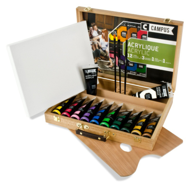 Campus Wood Case Acrylic Color 12x100 ml Tubes