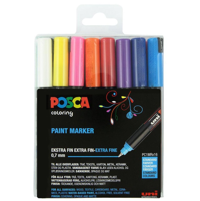 Uni Posca PC-1MR Paint Marker Pens Full Range 16 Pen Set All 16 Colours 
