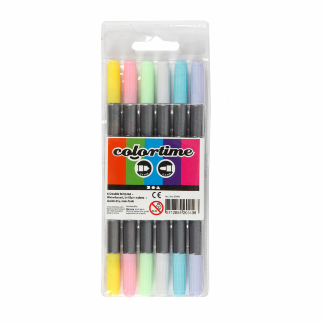 Felt-tip pens Two-Tip 6-set Pastel