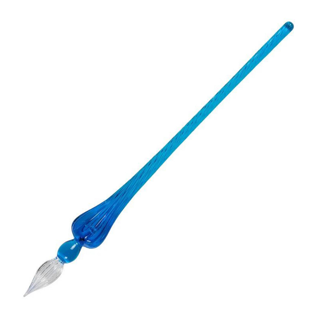 Glass Pen Round 18cm Blue