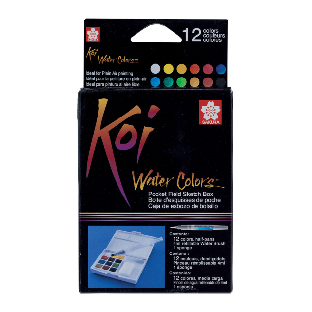 Koi Water Colors Pocket Field Sketch Box 12 + Brush