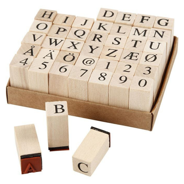 Wooden Stamps Set Letters & numbers
