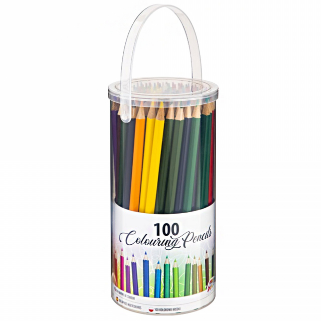 100 Coloured Pencils In Bucket