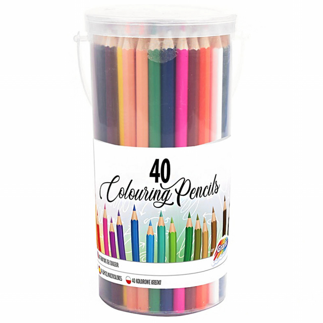 40 Coloured Pencils In Bucket