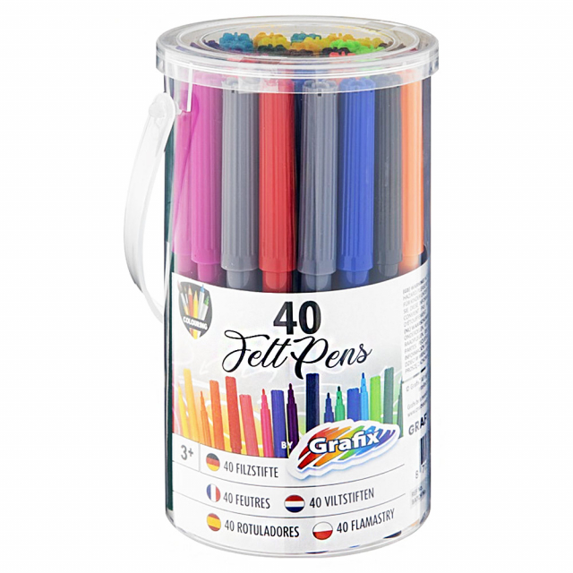 40 Felt Pens In Bucket