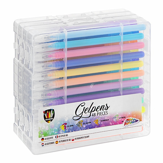 48 Gelpens In Case (Glitter/Neon/Metallic/Pastel)