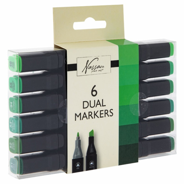 Dual-tip Markers 6-set Green