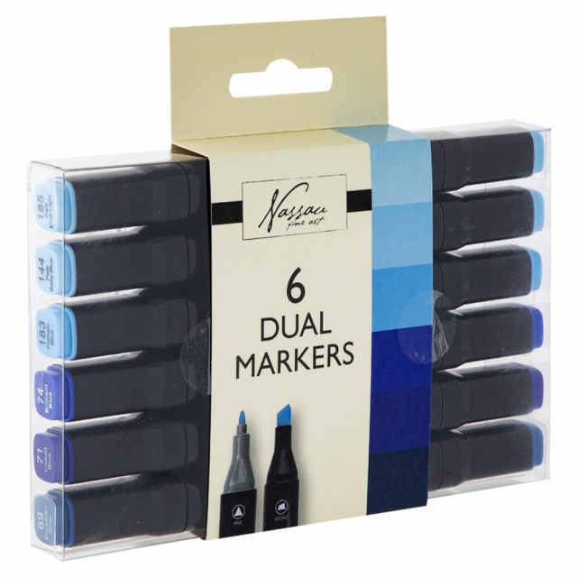 Dual-tip Markers 6-set Blue