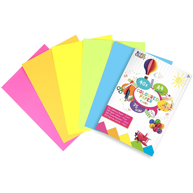 Coloured paper Fluorescent A4 40 sheet