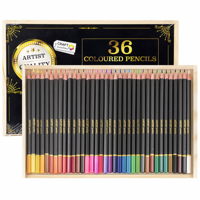 Colouring pencils 36-set in Wooden box