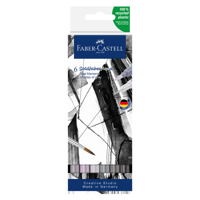 Goldfaber Aqua Dual Marker Set of 6 Shades of grey