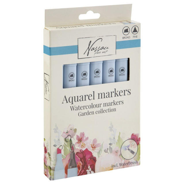Aquarel marker Dual 6-set Garden + waterbrush