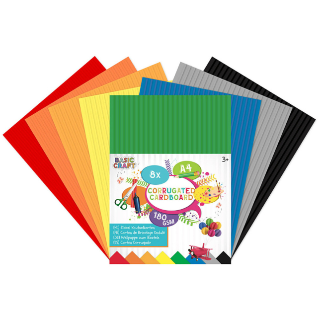 Coloured corrugated Cardboard A4 8-pack