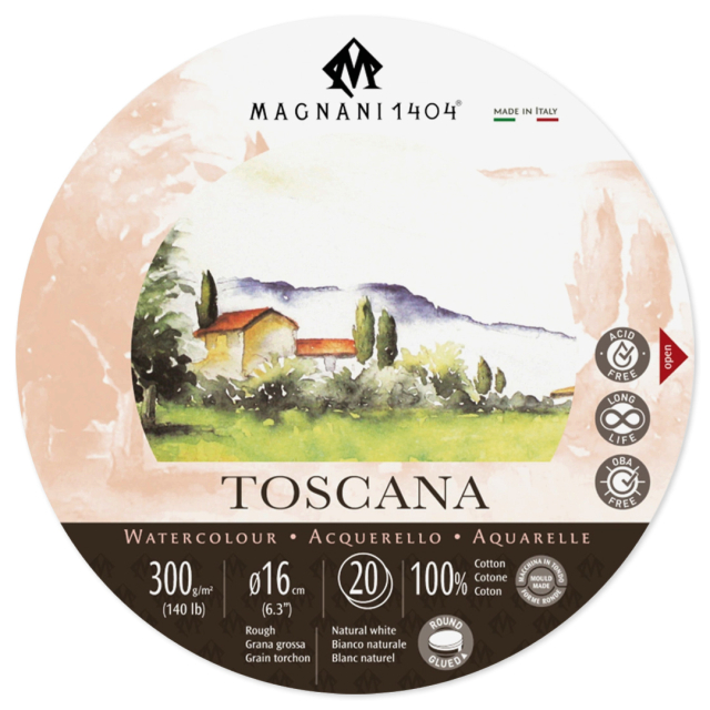 Watercolor Pad Round Toscana 100% Cotton 300g 16 cm 20 Sheets