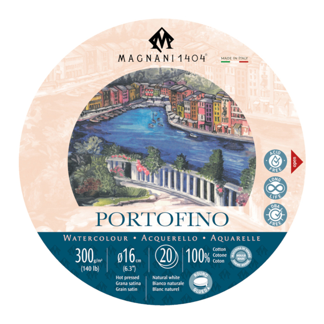 Watercolor Pad Round Portofino 100% Cotton 300g 16cm 20 Sheets