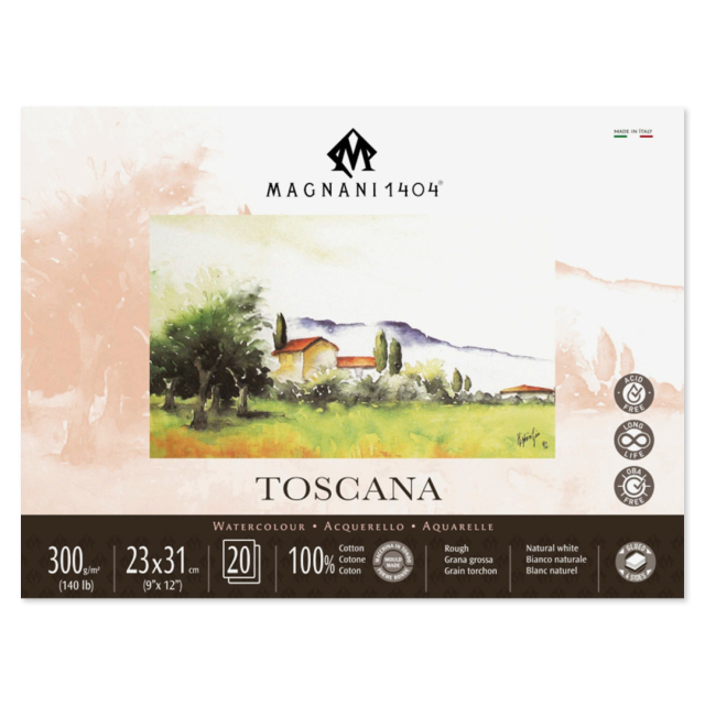 Watercolor Pad Toscana 100% Cotton 300g Rough 23x31cm 20 Sheets