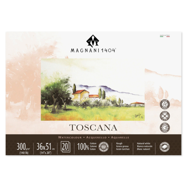 Watercolor Pad Toscana 100% Cotton 300g Rough 36x51cm 20 Sheets