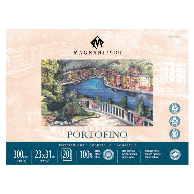 Watercolor Pad Portofino 100% Cotton 300g Satin 23x31cm 20 Sheets