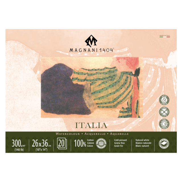 Watercolor Pad Italia 100% Cotton 300g 26x36cm 20 Sheets