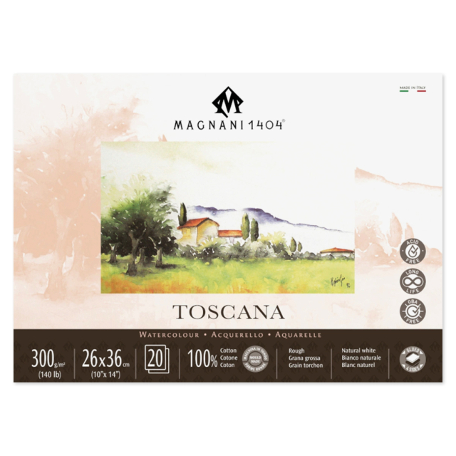 Watercolor Pad Toscana 100% Cotton 300g 26x36cm 20 Sheets