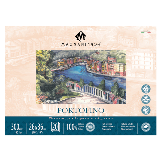 Watercolor Pad Portofino 100% Cotton 300g 26x36cm 20 Sheets