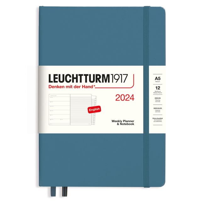 Weekly Planner Medium (A5) 2024, with booklet, 18 Months, Black, German -  LEUCHTTURM1917