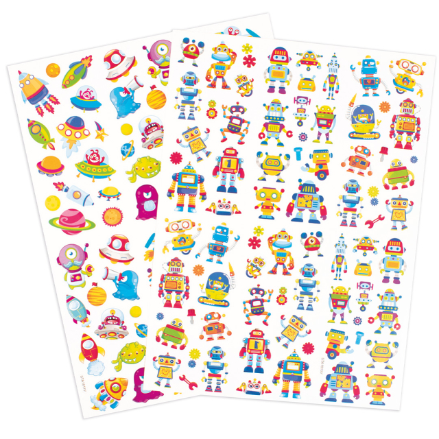 Stickers robots and space 2 sheet