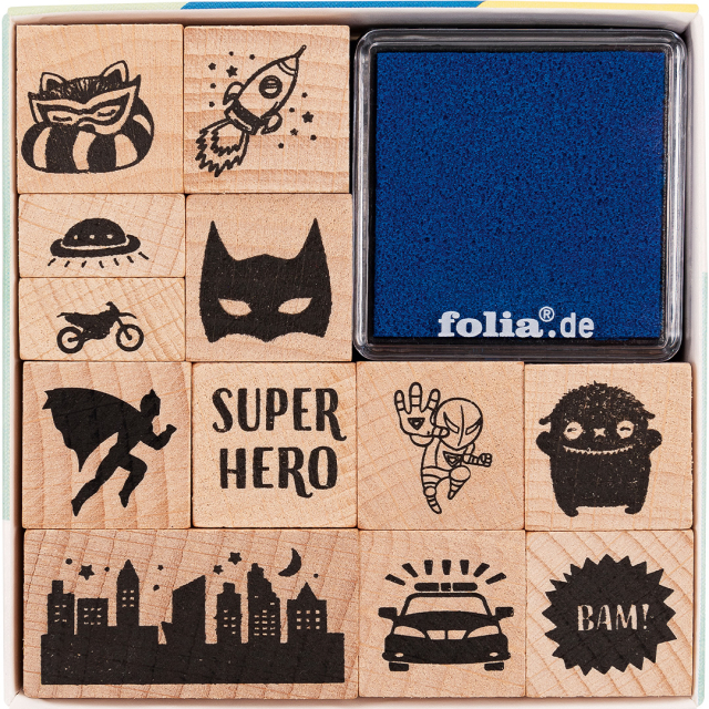 Wooden Stamps Superheroes 12-pack