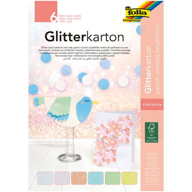 Glitter board pad Pastel 6 Sheets