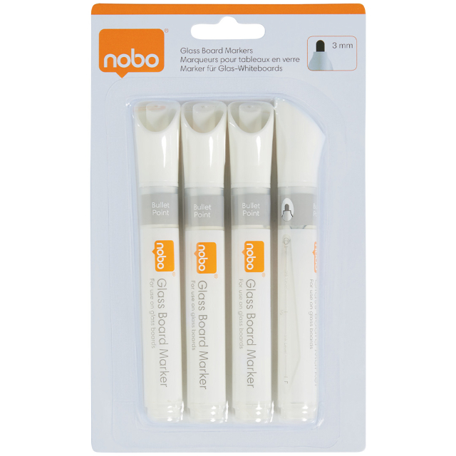 Whiteboard marker for glass board White 4-pack
