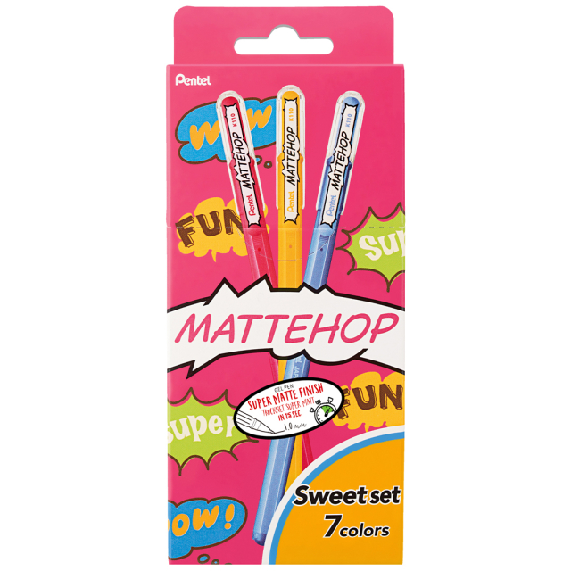 Mattehop Gel Roller Pen Sweet Colours Pack of 7