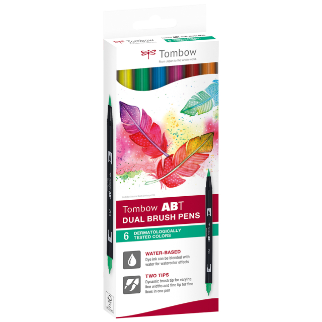 ABT Dual Brush pen Set of 6 Dermatologically Tested Colours